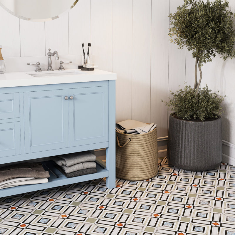 Décalcomanie octogonale vaudoise vaudoise avec tacos 7-7 / 8 po X 7-7 / 8 po Carreau de porcelaine pour plancher et mur