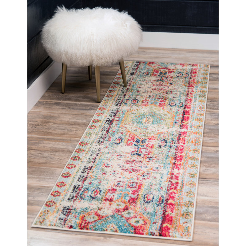 Newburyport Southwestern Area Rug, Runner 2'7" x 10', Blue 