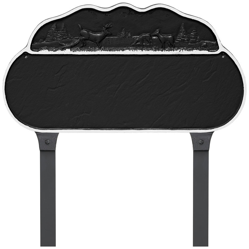 Enseigne d’adresse pour pelouse sur 1 ligne, Noir / Blanc, Oui