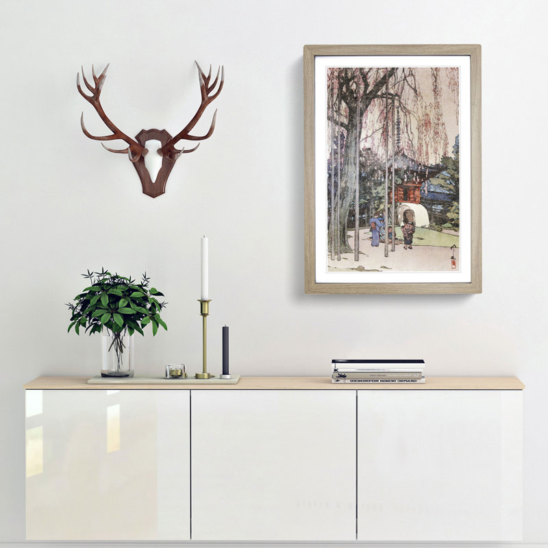 Cherry Tree in Kawagoe by Hiroshi Yoshida - Framed Print, 48cm H x 36cm W x 2cm D, Oak Framed