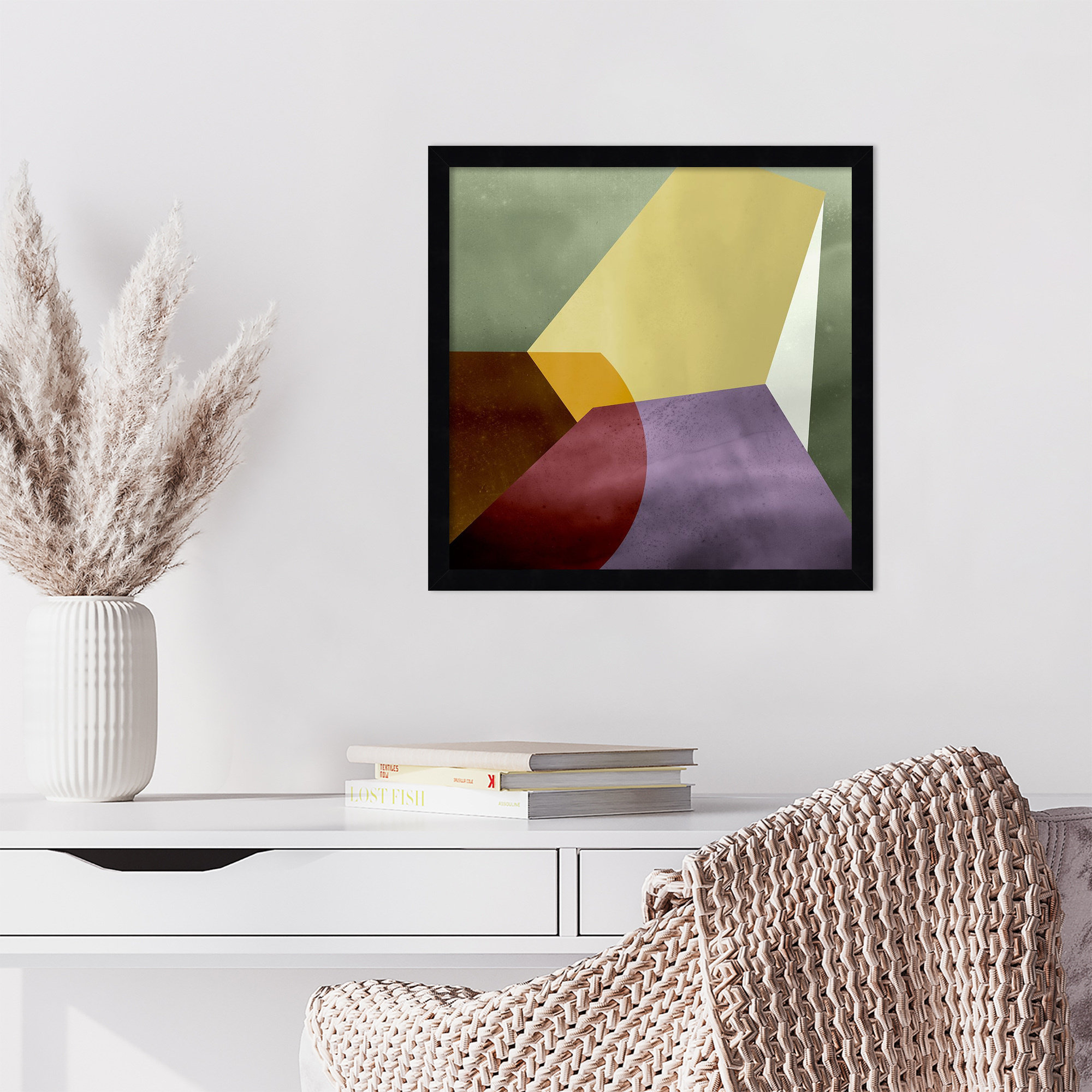 Essentially Minimal VI by Flagler Wood Framed Wall Art Print, 17" H x 17" W, Black