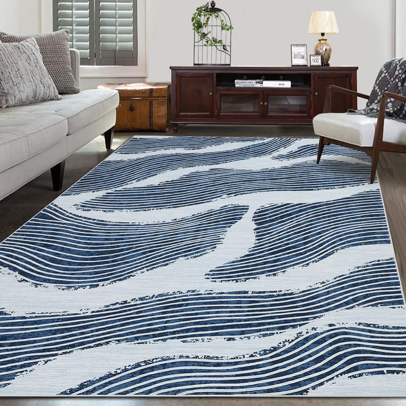 Modern Abstract Striped Carpet Washable Bedroom Rugs Soft Hallway Entryway Rug Thin Non Slip Indoor Area Rug Living Room Non-Shedding Rug Kitchen Rug Farmhouse Office Dorm