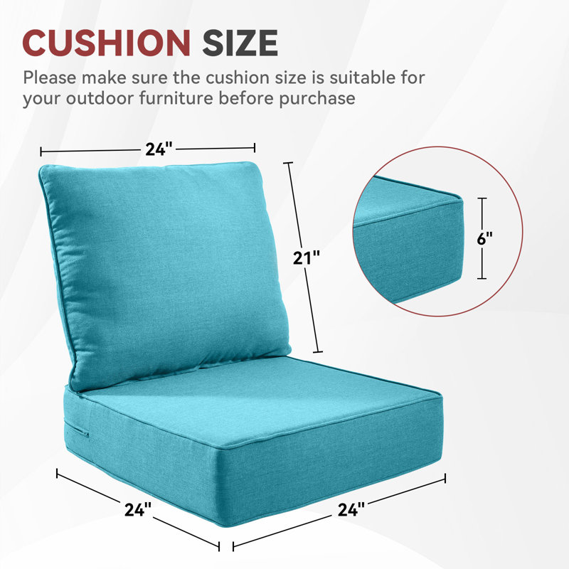 Ancolonia Outdoor 6" Thick Cushion Set - Seat/Back Cushions For Swivel Gliders And Armchairs (Set Of 4), 4, Blue