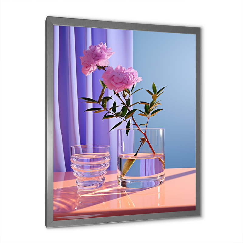 «Violet Visionary Vase Tranquility», reproduction sur toile encadrée, Cadre simple argenté, H 32 po x l 16 po x P 1 po
