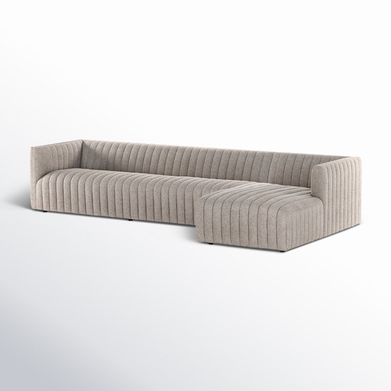 Augustine Chaise Sectional, Right Hand Facing, Orly Natural Velvet, 26" H X 105" W X 64" D