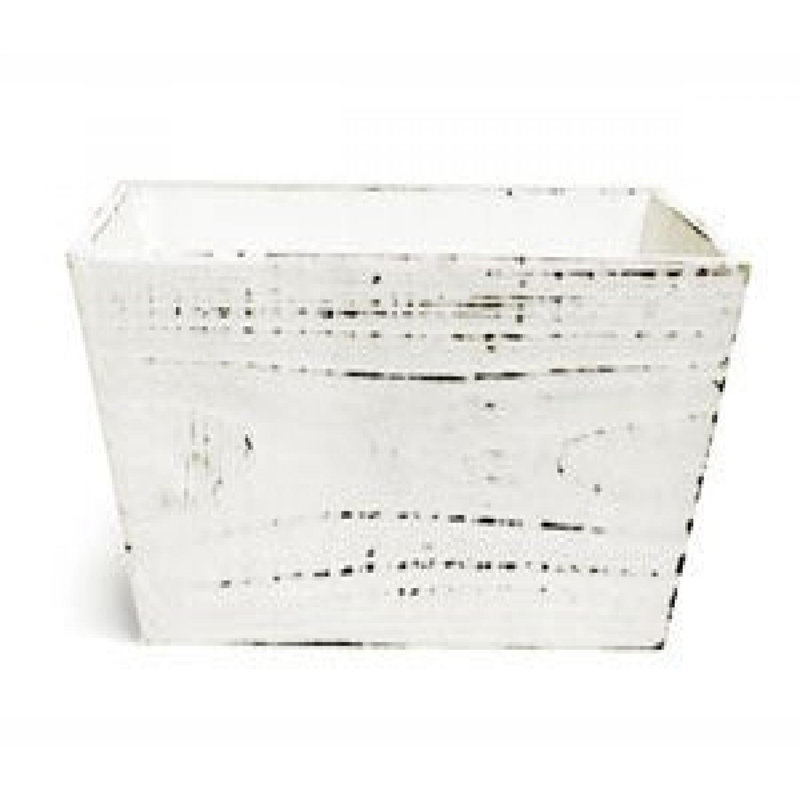 Boîte décorative blanche vieillie, H 7 po x l 7 po x P 4,75 po
