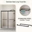 60 po W 72 H, porte de douche coulissante double, verre trempé 1/4, semi-noir mat, éclaboussure, fuite réversible noir large haut, réversible