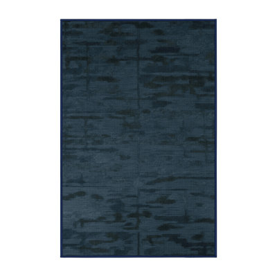 Machine Washable Abstract Blue Area Rug
