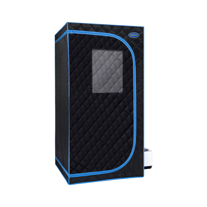 Portable Black Full Size Steam Sauna Tent–Personal Home Spa, With Steam Generator, Remote Control, Foldable Chair, PVC Pipes. Easy To Install,Fast Heating, With FCC & UL Certification.