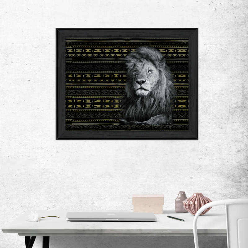 Motif de lion, art mural encadré pour le salon, impression encadrée de décoration murale par Dee Dee