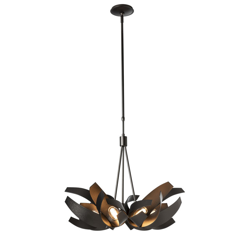 Corona 6 - Light Unique/Statement Geometric Chandelier, Oil Rubbed Bronze, 21" H x  26.9" W x  26.9" D
