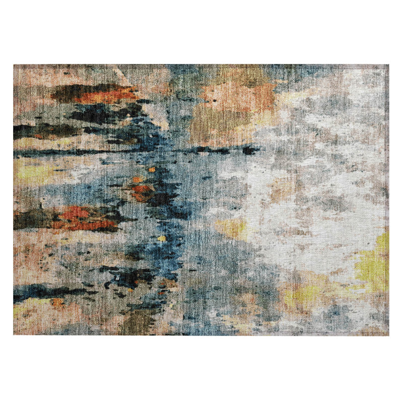 Machine Washable Indoor/Outdoor Pablo ACN2284 Abstract Rug, Rectangle 1'8" x 2'6"