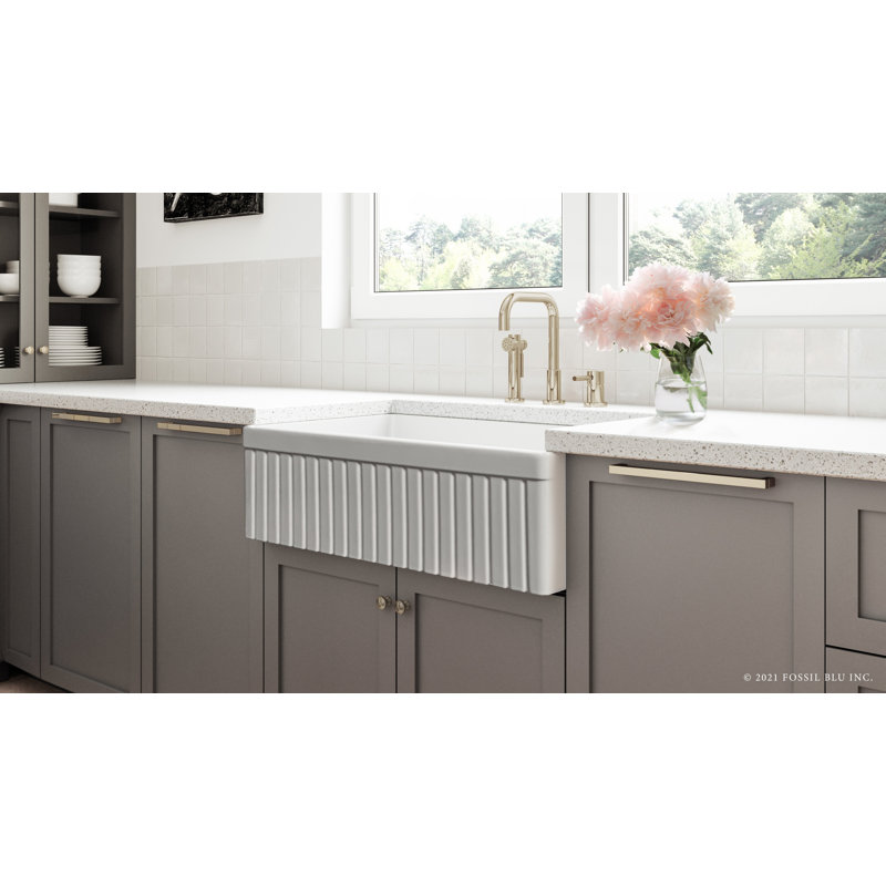 Luxury Solid Fireclay Farmhouse Sink, Polished Nickel Accessories