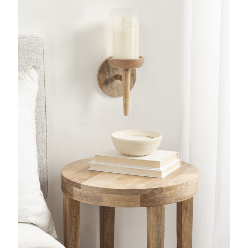 Applique murale moderne en bois 13 po Shae, Naturel