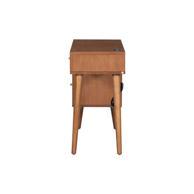 39" Bohemian Style Wooden Vanity Set With Stool, Charging Plug & USB Port, 4 Drawers, Walnut Finish | Gift Idea
