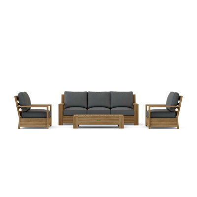 Madera Teak 5 - Person Patio Conversation Set with Sunbrella® Cushions