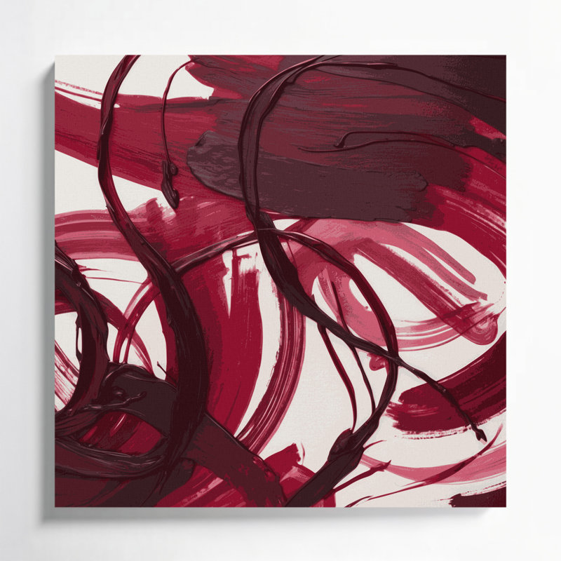 «Lyrical Abstraction 36», art mural sur toile rouge, H 12 po x l 12 po