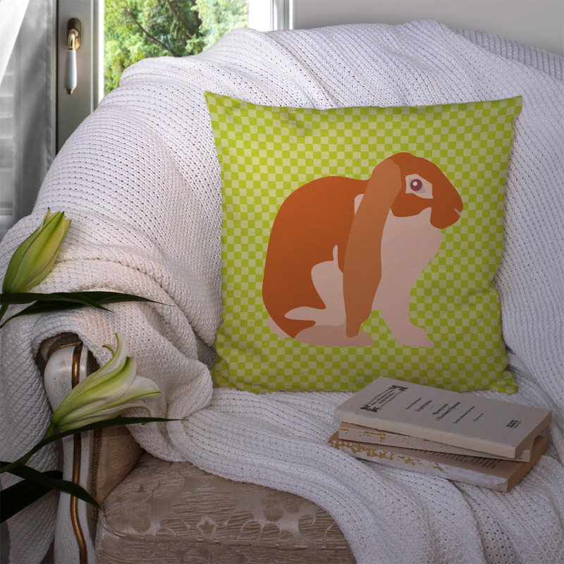 Coussin décoratif pour l’extérieur à lop de lapin english, Vert, 14 po x 14 po
