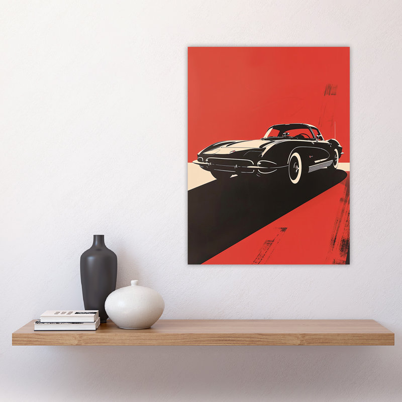 Wall Art Print Sports Car Bold Red High Contrast Poster