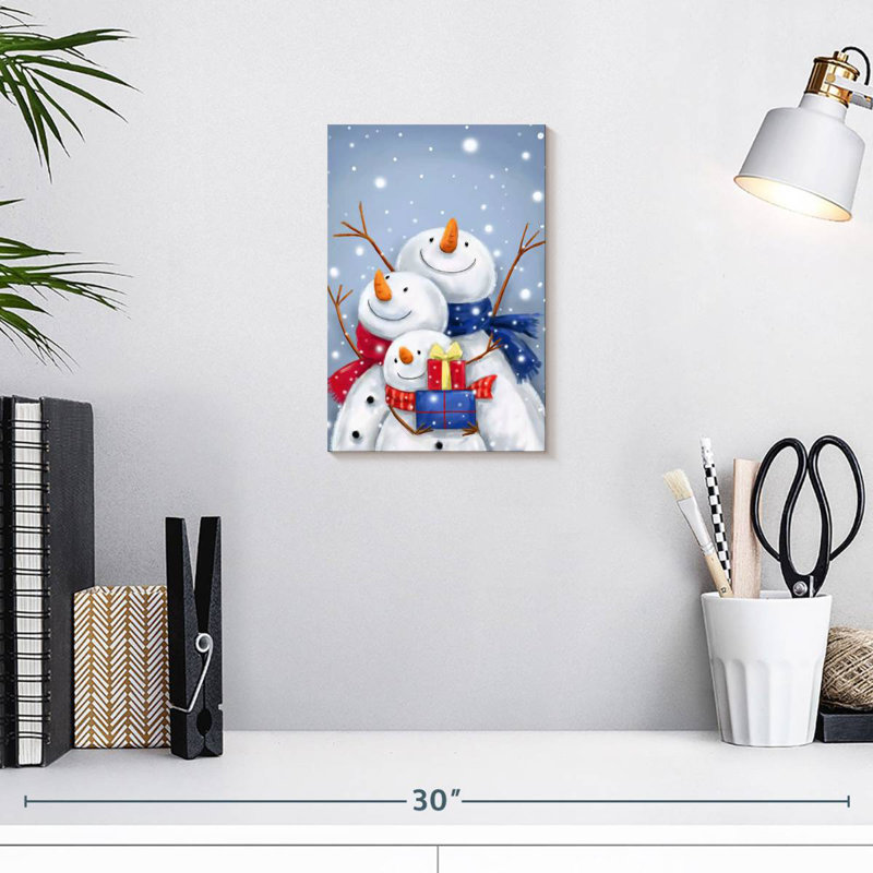 Trois bonhommes de neige Lelend II, H 12 po x l 8 po