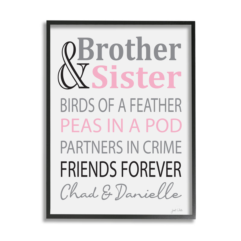 «Brother & Sister cmw-009», art mural personnalisé, H 20 po x l 16 po, Giclée encadrée noir minuit, Oui