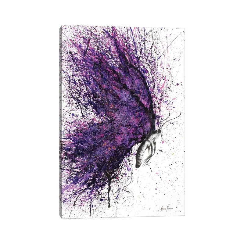 Purple Sky Butterfly by Ashvin Harrison - Print on Canvas, Wrapped Canvas, 20.32 cm H x 30.48 cm W