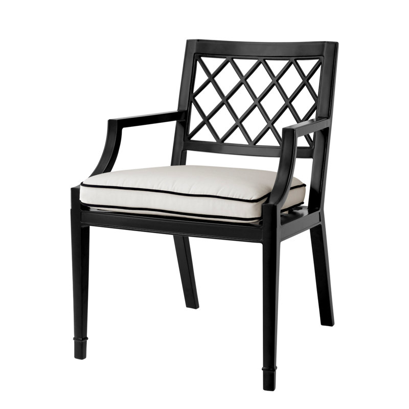 Paladium Outdoor Dining Armchair, Black Frame/White Cushion