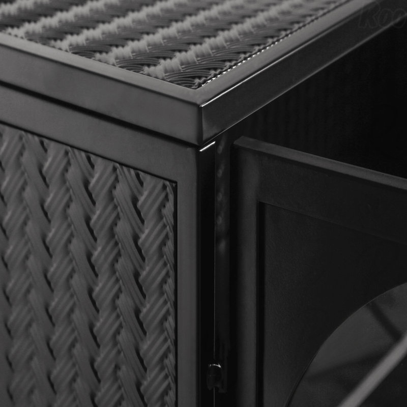 27.56" Black Modern Two-Door Wall Cabinet with Glass Doors - Three-Tier Storage, Woven Pattern, for Entryway & Bathroom
