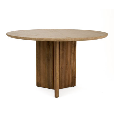 Pawnee - Modern Travertine Marble Round Dining Table