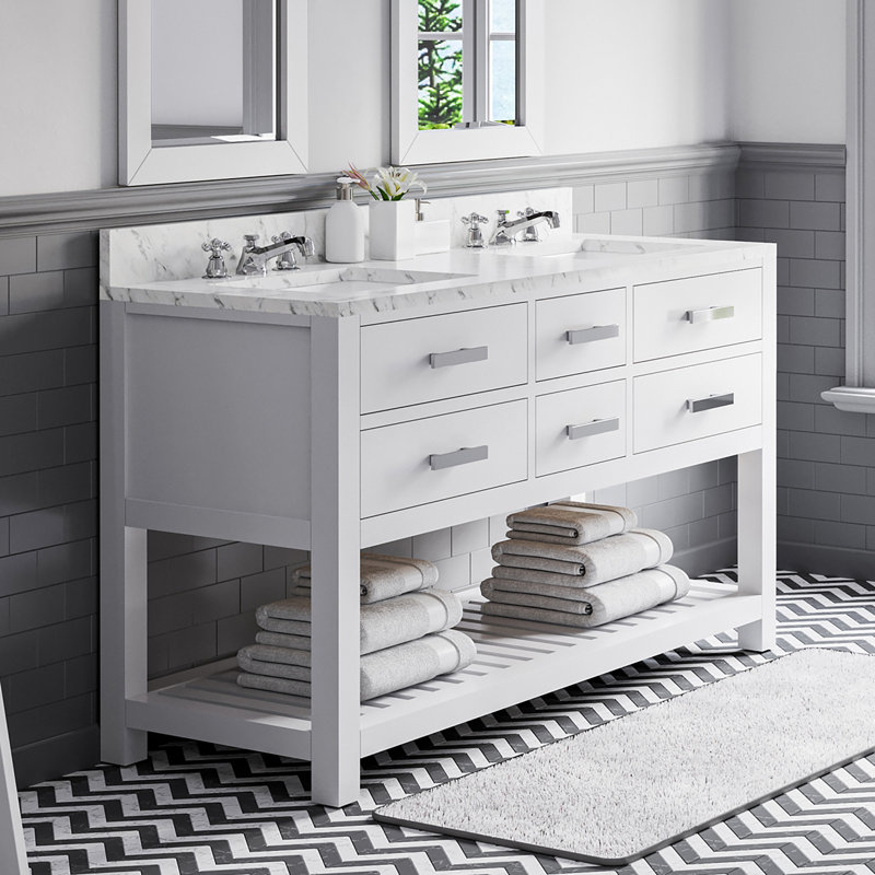 Madalyn 60'' W Vanity, Pure White, 34'' H x 60'' W x 21.5'' D