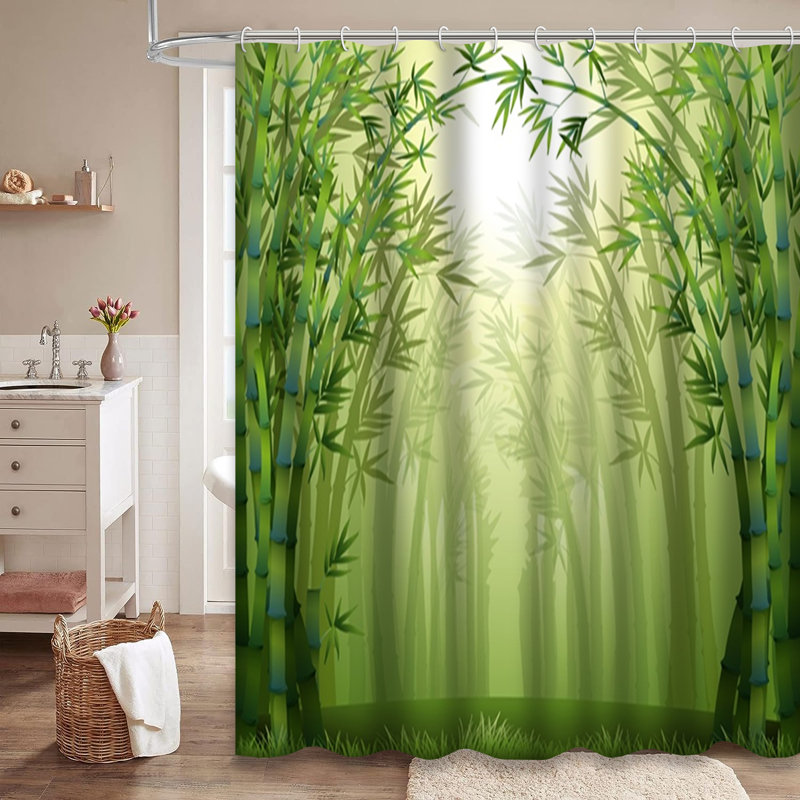 Rideau de douche à 12 crochets Bamboo Forest, L 72 po x l 78 po