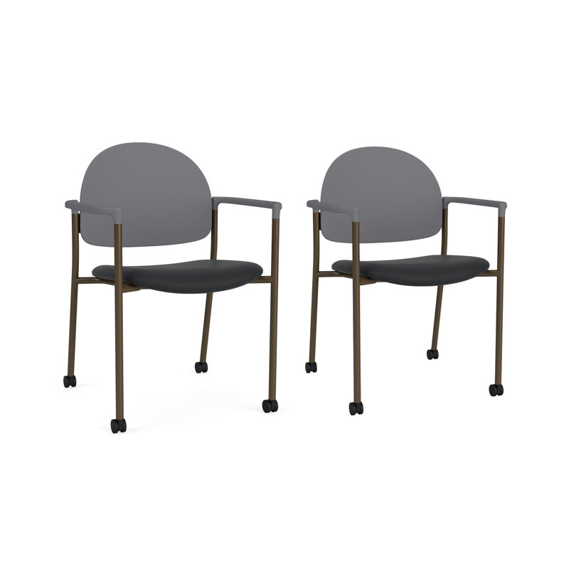 Chaise d'invité à chat avec roulettes, Bronze, Modena Graphite / Flint Grey Poly