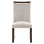 Chaise de salle à manger contemporaine de 2 places, finition brune, revêtement texturé gris, assise de 18,5 po de largeur, 2 chaises, assise en tissu, hauteur de 39 po, fabrication en bois