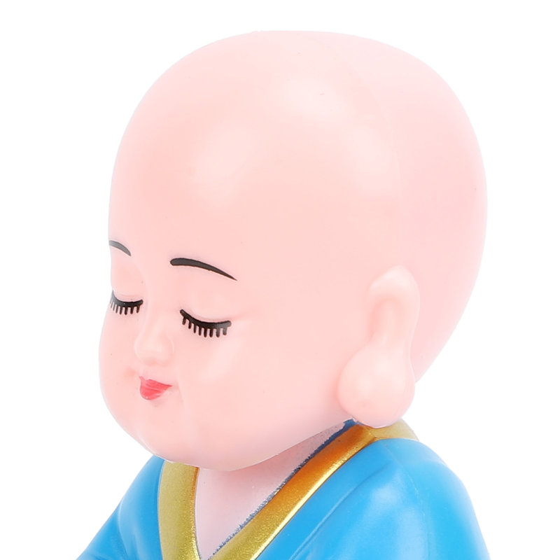 Petit moine Figurine solaire drôle de voiture secouant la tête jouet chinois statue tableau de bord ornement décoration bleu