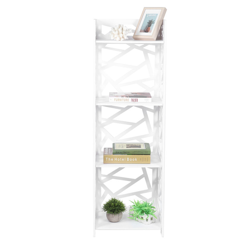 Étagère à fleurs/porte-plantes à 4 niveaux, creuse et sculptée, avec bibliothèque, pour ranger vos affaires à la maison