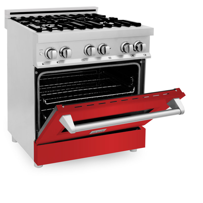 ZLINE 30" Legacy Dual Fuel Range, Red Matte Stainless Steel