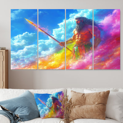 Greek God In Pink And Blue Tones - Greek Wall Art Living Room Set