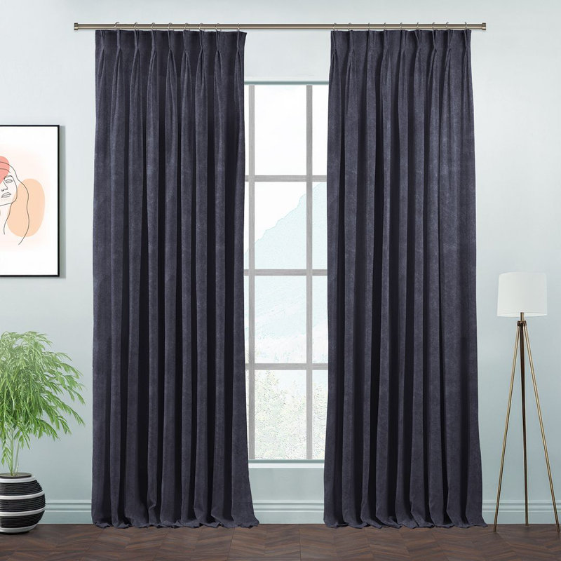Room Darkening Single Curtain Panel, Slate, 65 W x 475 D cm