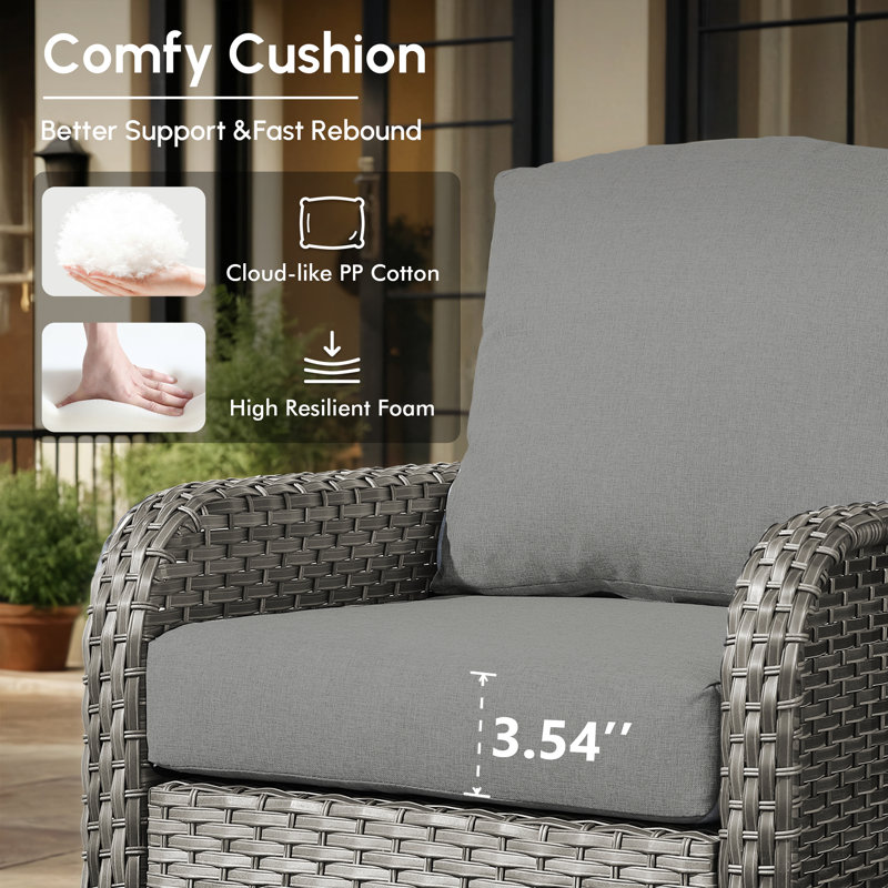 5-piece Outdoor Patio Furniture Set With Swivel Chairs & Coffee Table – Rattan Conversation Set For Front Porch, Backyard, And Deck
