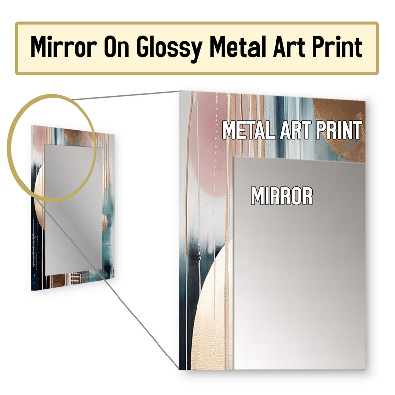 Soft Colors Shapes And Lines Marble V - Modern Rectangular Wall Mirror, 32" x 24"
