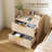 Fluted Nightstand with Charging Station, 23.6" Modern Night Stand with 2 Drawers, Side Table with Storage, Bedside Table for Bedroom, Living Room, Natural Oak-623659635