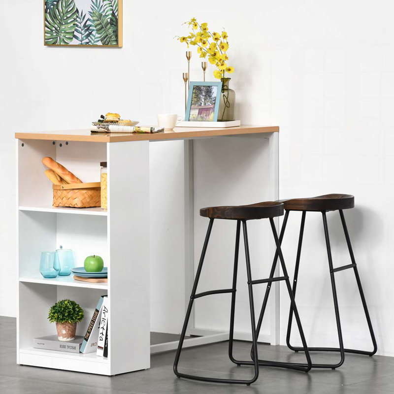 Table de salle à manger à hauteur de comptoir avec 3 tablettes de rangement pour la cuisine, la salle à manger et le salon HOMcom