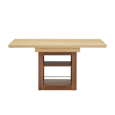 59"-71" Extendable Rectangular Dining Table With Storage Pedestal Base, Seats 4-8