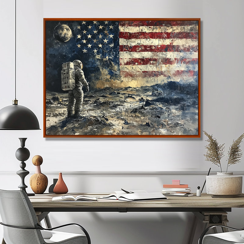 «Kyon Usa Moon Apollo 13 Mission I - Moon», art mural, H 12 po x l 20 po, Cadre flottant, Brun