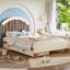 Lit plateforme simple avec tiroir de rangement, cadre de lit simple en bois avec tête de lit ronde, aucun sommier nécessaire-1231581392-1231581394