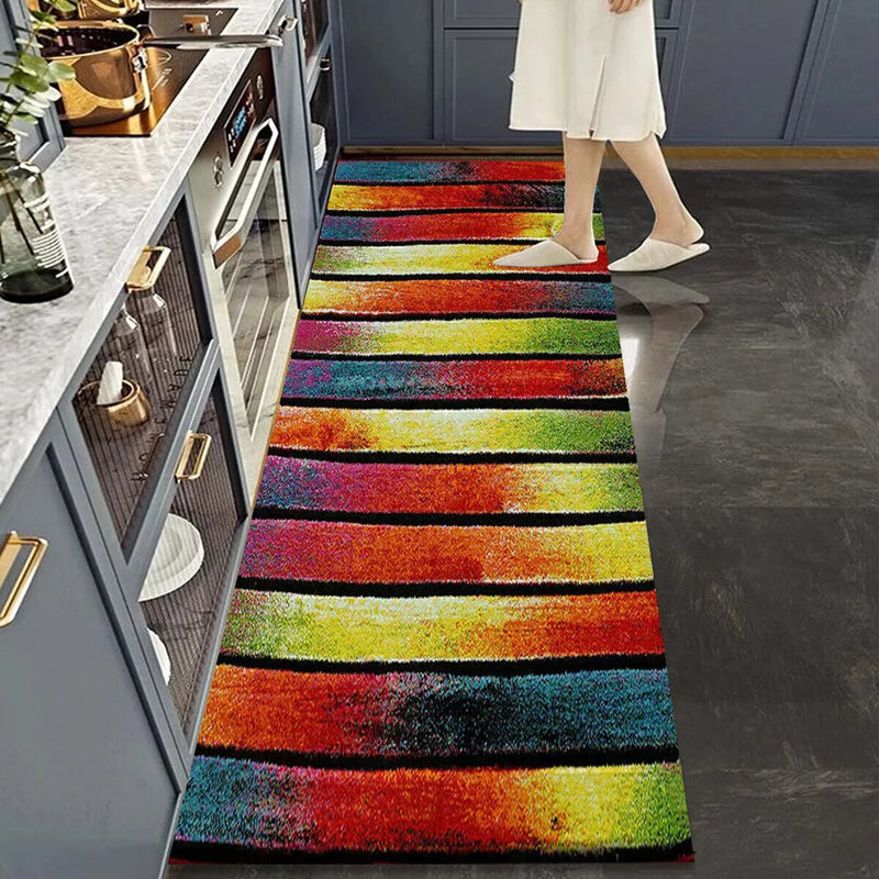 Striped Polypropylene Rug & Runner – Modern Soft Pile, Easy Clean, High Traffic Area Carpet, Rectangle 80 x 150cm