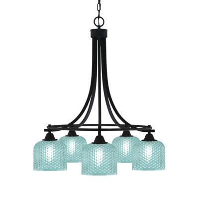 Lustre à 5 lumières en verre noir mat 6 po Mukkesh
