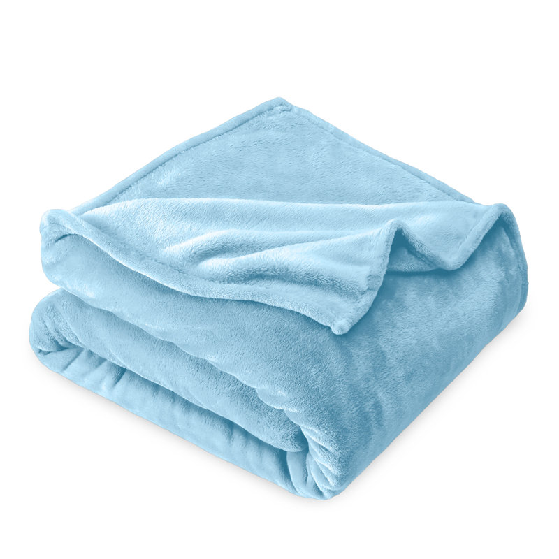 Light Blue Twin Microplush Fleece Blanket