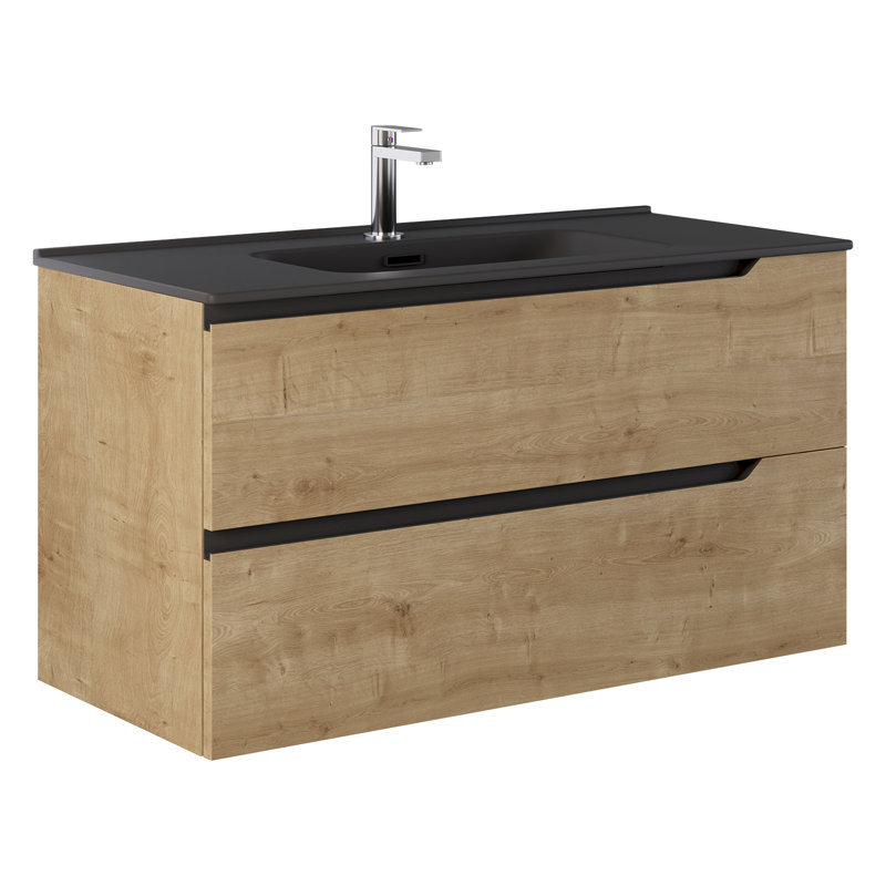 Meuble-lavabo simple 40 po Arden, Blonde Wood, 40", Black