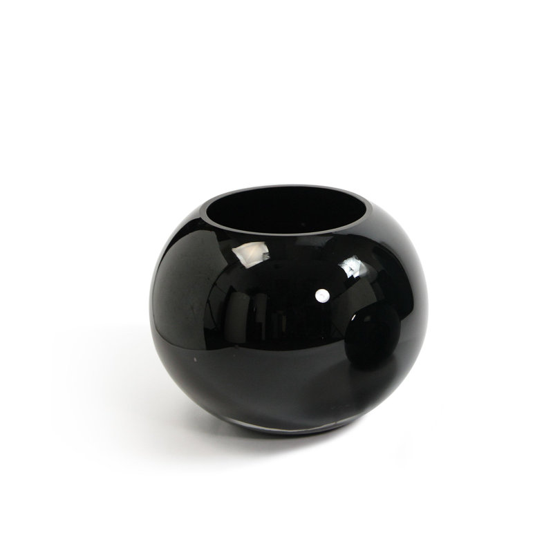 Black Glass Bubble Vase, 12.5" H x 15" W x 15" D
